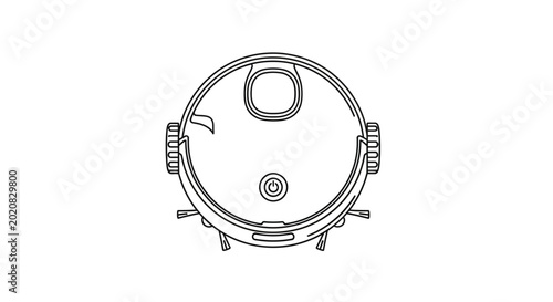 Bild auf Leinwand Robot Vacuum Cleaner Outline Top View Isolated White Background