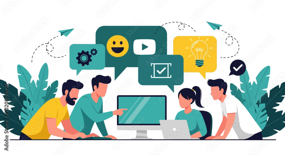 Foto Collaboration, teamwork, and creativity concept