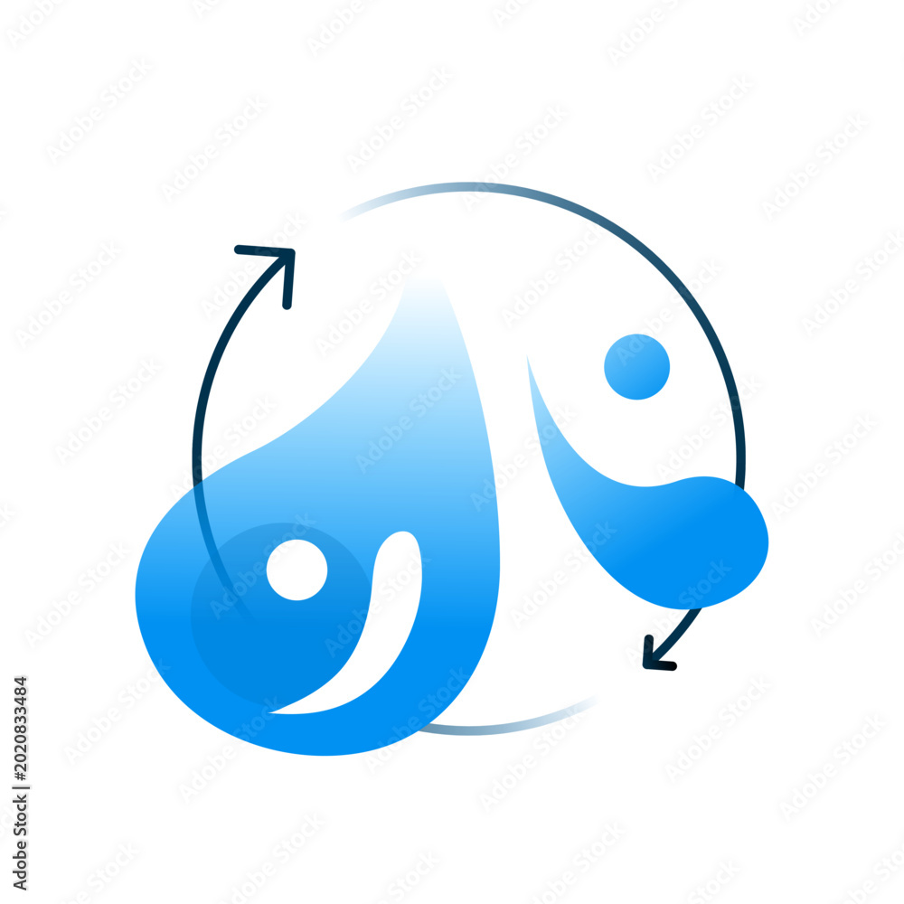 Fotografie Dynamic water splash with circular arrow