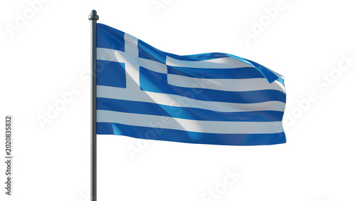 Greece flag isolated on white, transparent. Greek sign symbol waving, National Holiday celebration, 3d