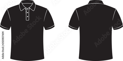 Quadro su tela Black polo shirt with white collar trim front and back view