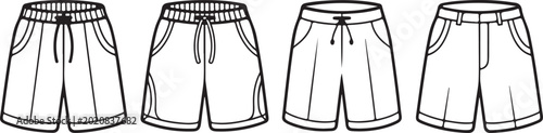Foto Four styles of casual shorts with drawstring and pockets