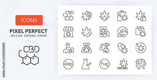 Photography Line icons about cannabidiol