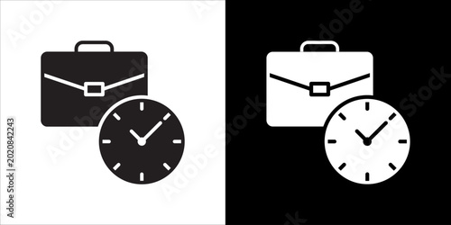 Work Time Icon Sheet Black And White