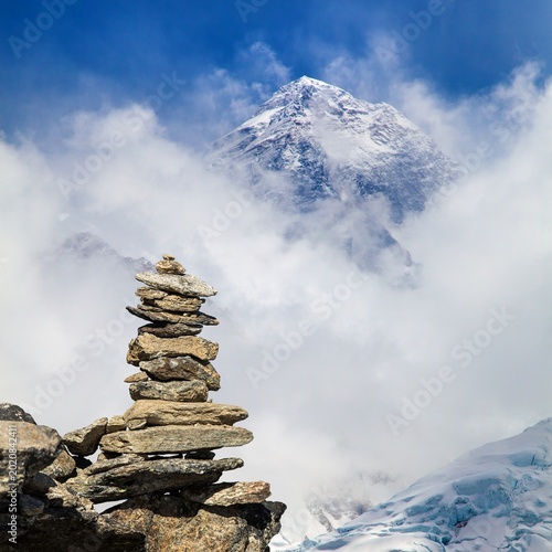 Tablou pe pânză Mount Everest stone pyramid Nepal Himalaya mountain