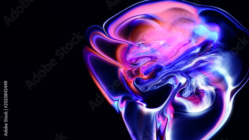 Obraz na plátně Luminous waves of neon multi-colored liquid swirl together with iridescent highl
