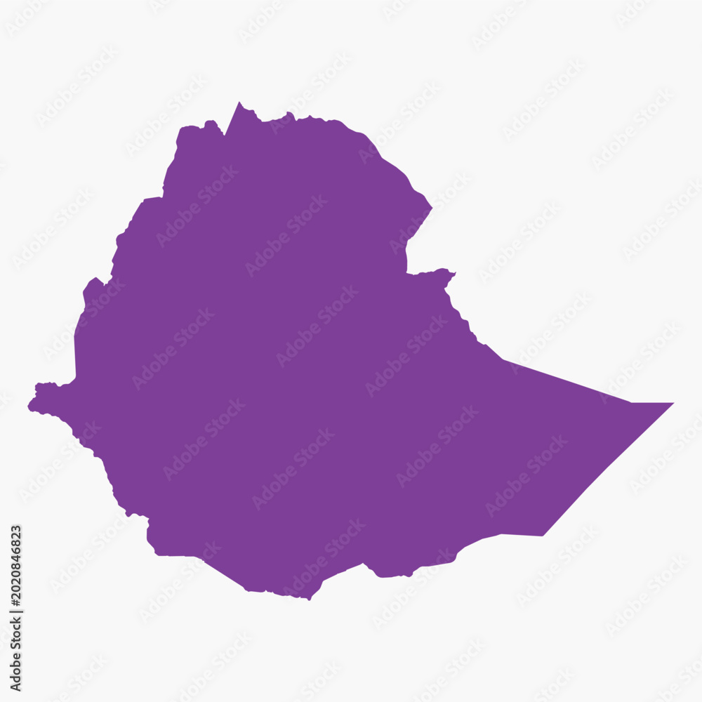 Obraz premium Vector graphic artwork suitable for print and web containing flat detailed map of ETHIOPIA