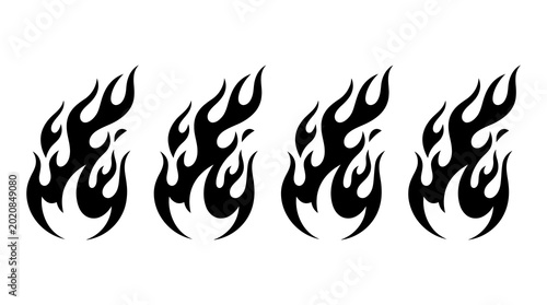 Konstfotografi Collection of abstract flame icons for energy and fire concepts with firestorm