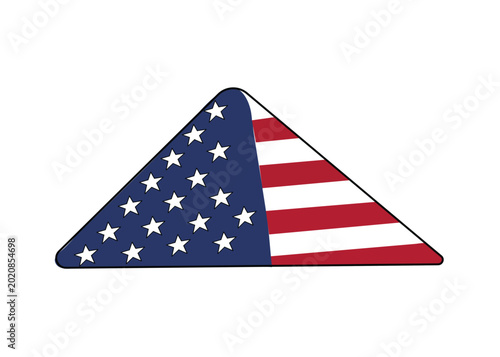 American flag design triangular sticker or decal with stars and stripes