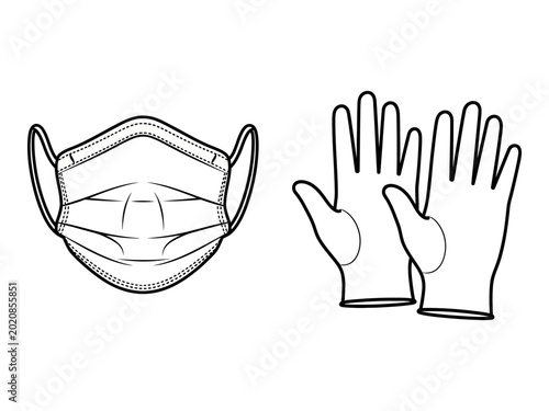 Photos Protective gear silhouette face mask and gloves for health and safety precaution