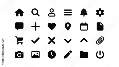 Fotografie Set of universal web and mobile user interface icons isolated on white background