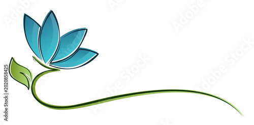 A symbol of the stylized blue flower.