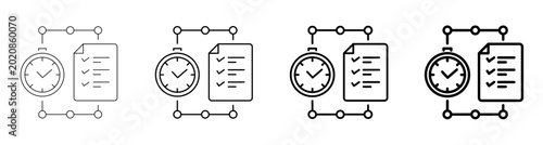 Photos Time Tracking Management and Productivity Schedule Planning Line Art Icon Vector