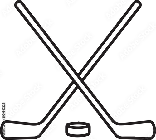 Photography A stylized graphic of crossed hockey sticks and a puck, symbolizing the exciting world of ice hockey