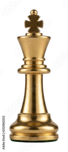 Canvas Print Elegant golden king chess piece with a polished metallic finish isolated transpa