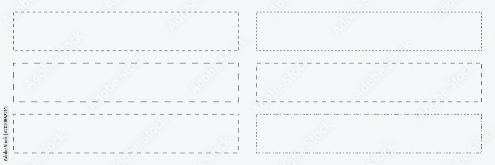 Фотография Set of rectangle shapes with dashed lines