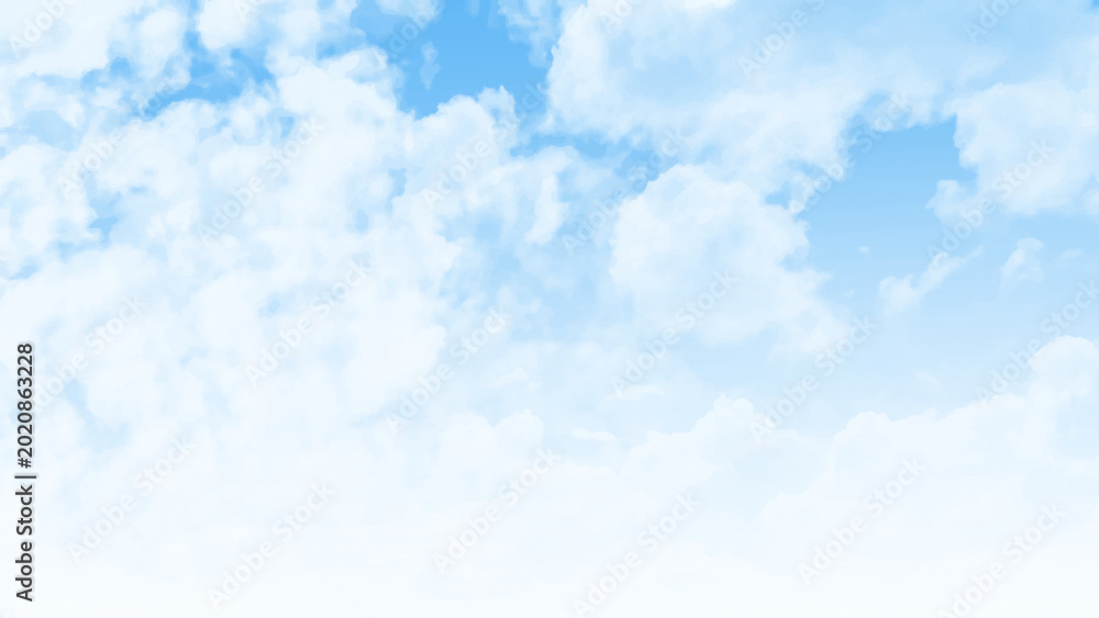 Foto Blue sky with clouds, perfect day vector background