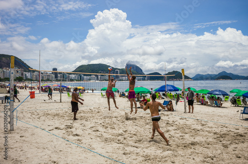 People playing beach volley at Copacabana beach, Rio de Janeiro, Brazil