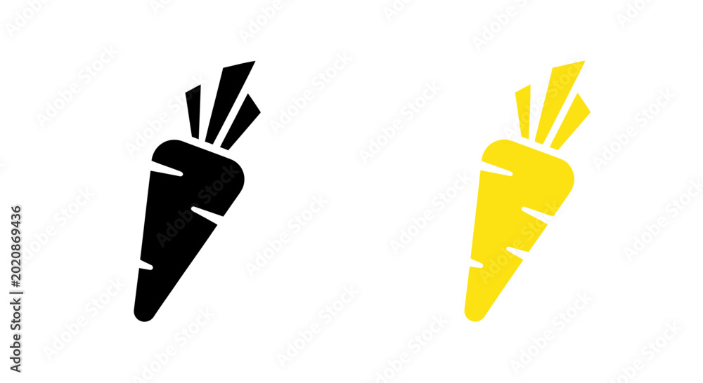 Obraz premium Black and Yellow Carrot Icons, Simple Vector Graphics