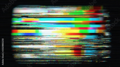 Glitchy television screen with static noise