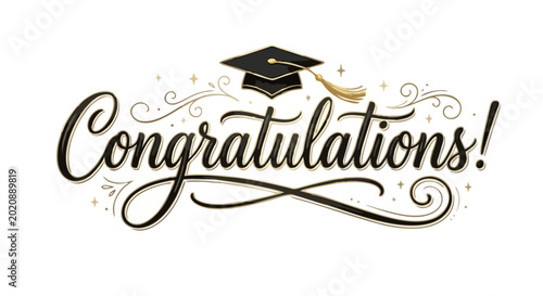 Photos Congratulations Elegant Gold Black Script Typography - Luxury Graduation Cap Cal