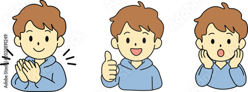 Cute Boy Giving Thumbs Up Cartoon Vector Illustration