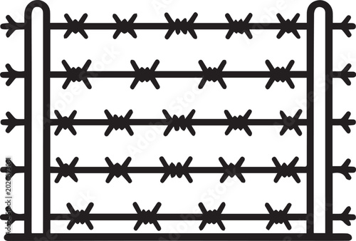 Tableau sur toile A close-up captures a stark monochrome depiction of a barbed-wire fence