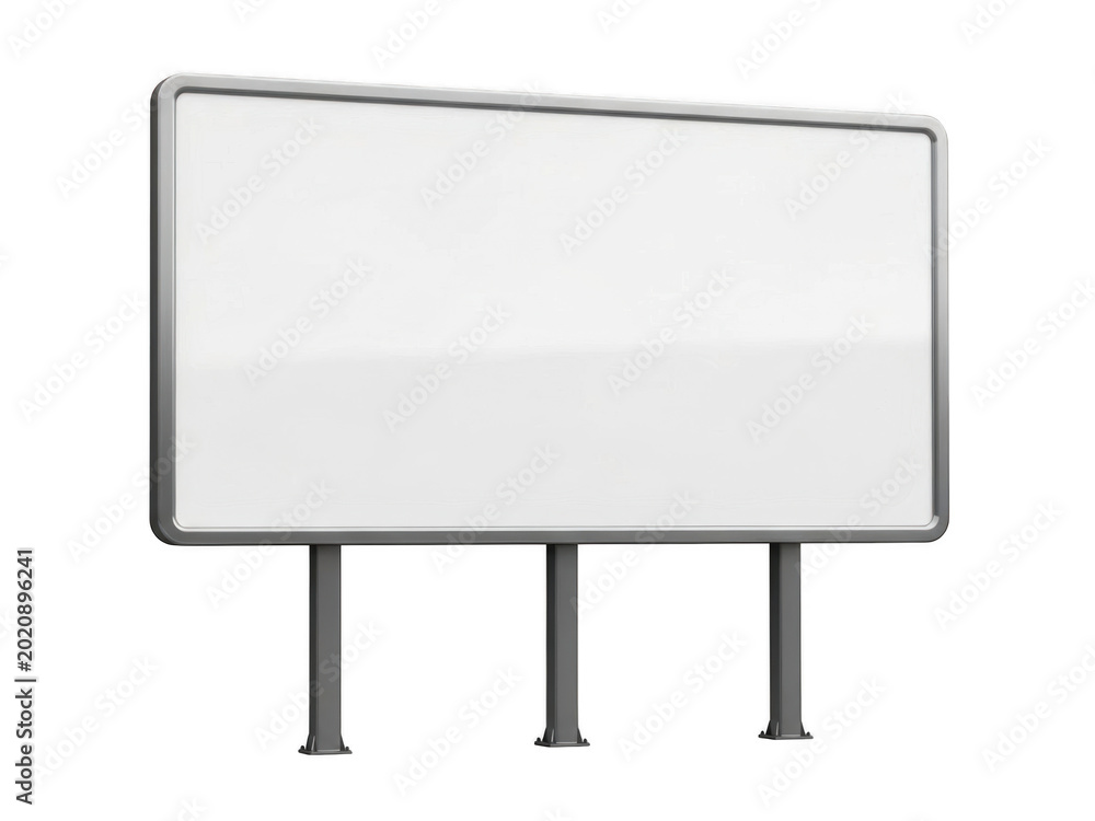 Fototapeta premium Blank rectangular advertising billboard with metal frame isolated on transparent background