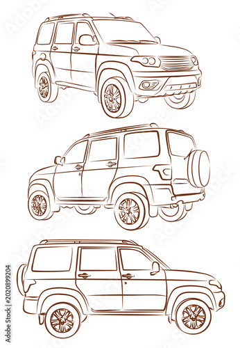 Sketch of a large off road car.