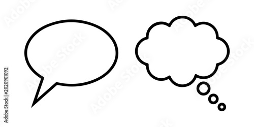 Schilderij op canvas Two black and white comic speech bubbles