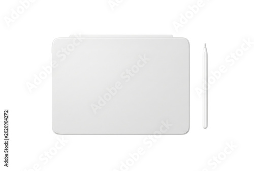 Foto White tablet keyboard cover and stylus isolated on transparent