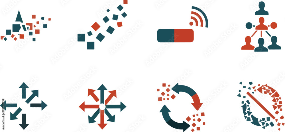Obraz premium Communication and Media Icon Set Featuring Social Media Marketing Digital Networking and Content Creation Symbols in Glyph Style