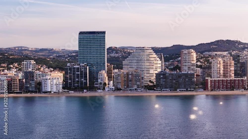 Stunning aerial footage of ocean waves at Calpe Spain coastal landscape nature