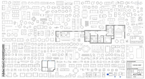 Architectural Blueprint Design Layout of Building Floor Plans.
