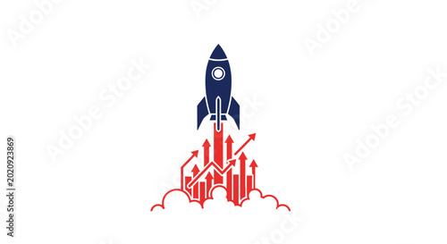 Cuadro en lienzo Rocket Ship Launching into Sky.
