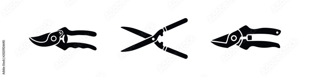 Ταπετσαρία Gardening Pruning Shears and Hand Tool Icons