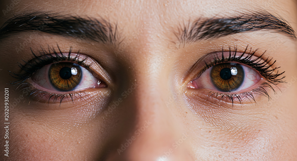 Naklejka premium Close-Up of Piercing Brown Eyes and Dark Brows