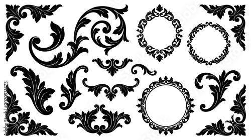 Fotografie Ornate floral design elements and frames.