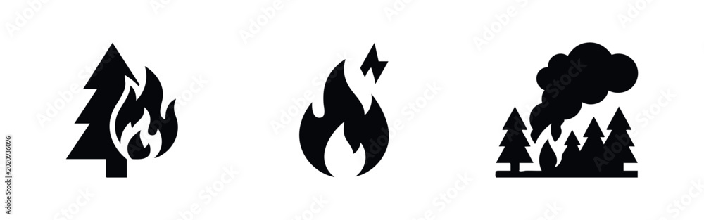 Εκτύπωση καμβά Forest Fire and Wildfire Disaster Icons
