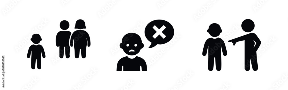 Εκτύπωση καμβά Social Exclusion and Bullying Icons - Discrimination and Rejection