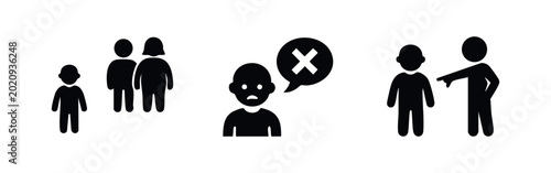 Fotografia Social Exclusion and Bullying Icons - Discrimination and Rejection