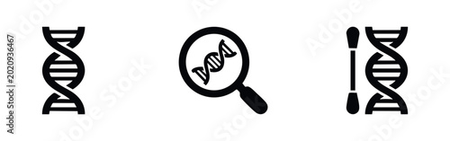 Tableau sur toile DNA and Genetics Icons - Helix Structure and Swab Sample