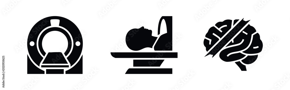Εκτύπωση καμβά MRI scan and brain health medical icons.
