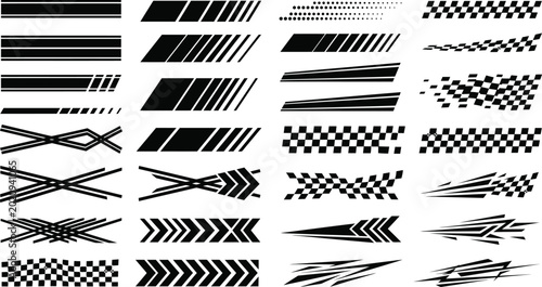 Konstfotografi Speed lines and racing flags collection vector graphic elements