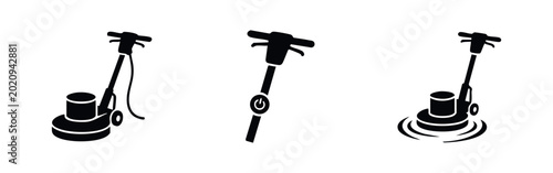 Konstfotografi Black silhouette icons of industrial floor polishing machines and buffers