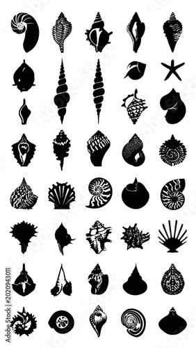 Coastal Treasures: Professional Seashell and Marine Life Silhouette Collection