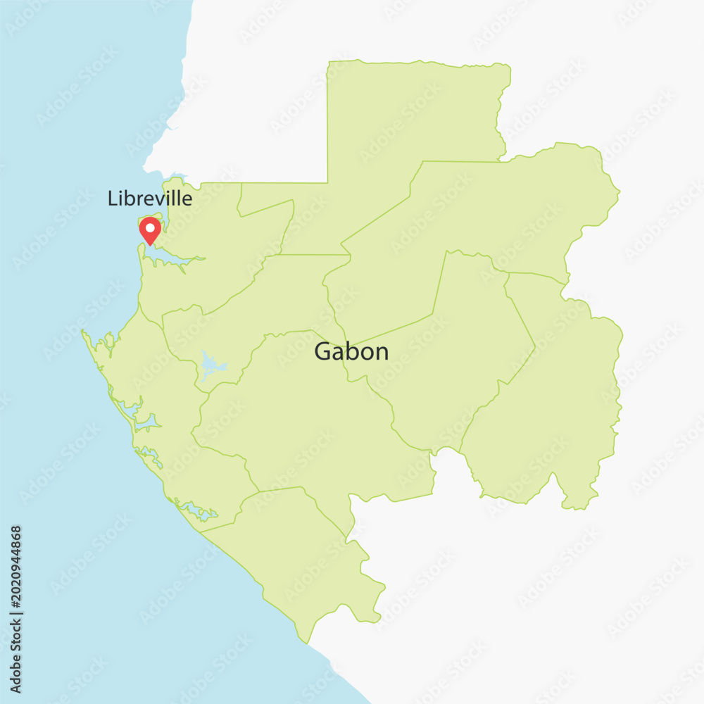 Fototapeta premium Vector graphic artwork suitable for print and web containing flat detailed map of GABON