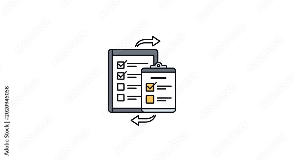 Foto Synchronizing mobile phone and clipboard.