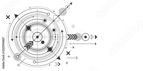 Technological drawing . Geometric circles. Engineering technologies. Background .Vector illustration.