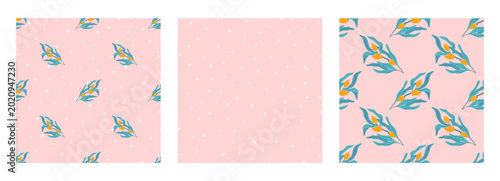 Canvastavla Sea buckthorn seamless leaf fruit pattern bg vector for october